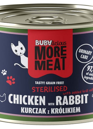 BUBAlicious Kot More Meat Sterilised kurczak i królik puszka 185g