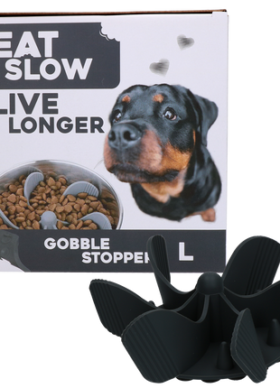 Eat Slow Live Longer Gobble Stopper Grijs